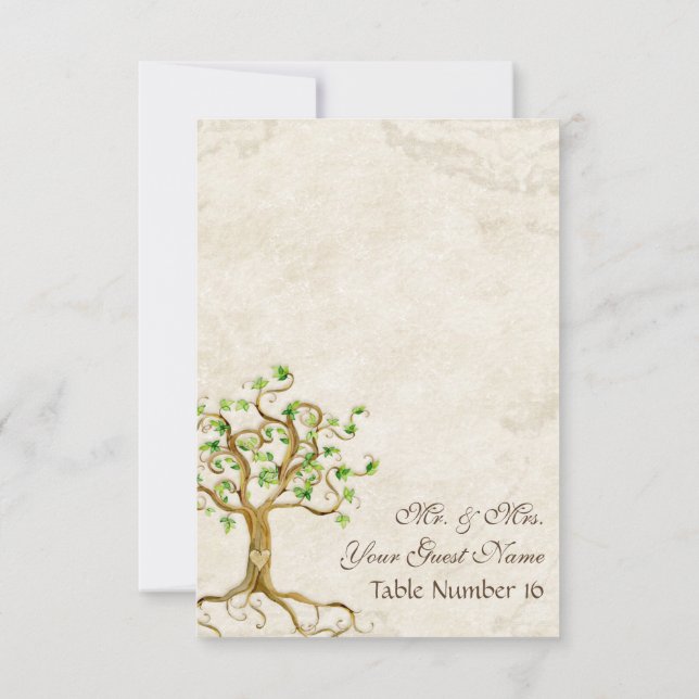 Invitación Raíces De Árbol Swirl Número De Tabla De Parche An (Reverso)