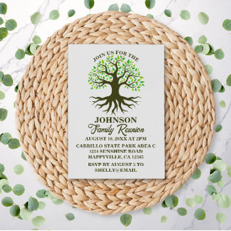 Invitación Raíces de árboles familiares de la Reunión Familia