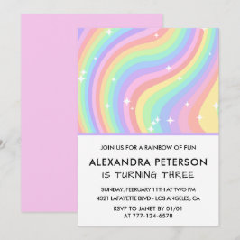 Invitación Rainbow 3rd Birthday Colorful Third