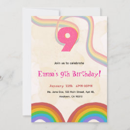 Invitación  Rainbow 9th Birthday Party Invitation