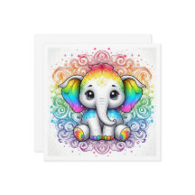 Rainbow baby elephant blank card