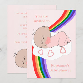 Invitación Rainbow Baby Girl Baby Shower