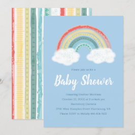 Invitación Rainbow Baby Shower Blue Boy