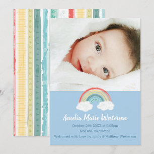 Invitación Rainbow Baby Shower Blue Boy