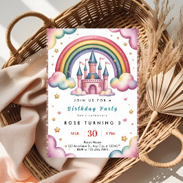 Invitación Rainbow Birthday Party Invitation – Colorful Kids 