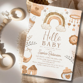 Invitación Rainbow Boho Baby Shower Gender Neutral
