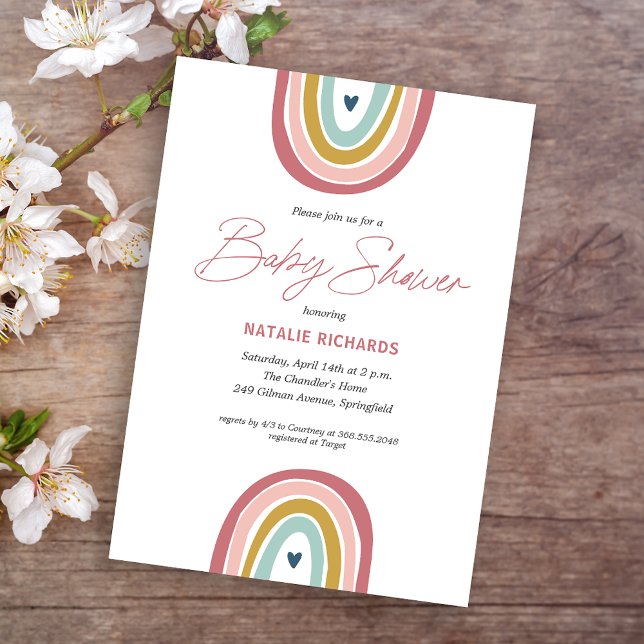 Invitación Rainbow Boho Pink Blue Baby Shower (Subido por el creador)