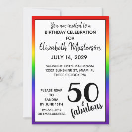 Invitación Rainbow Cincuenta y fabulosa fiesta de cumpleaños 