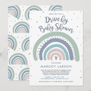 Invitación Rainbow Drive De Baby Shower Muerte Tonos Arcoiris