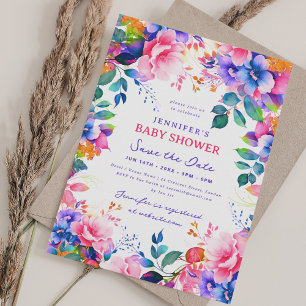 Invitación Rainbow Garden Floral Baby Shower Save Date