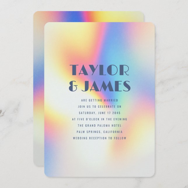 Invitación Rainbow Gradient QR Code Bold Modern Wedding (Anverso / Reverso)
