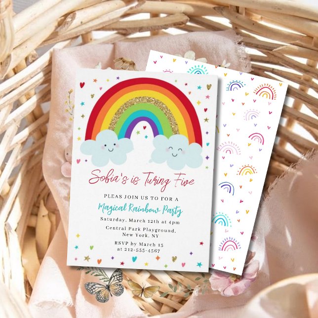 Invitación Rainbow Kids Birthday Party Invitation Magical  (Subido por el creador)