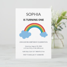 Invitación Rainbow Kids First Birthday Party