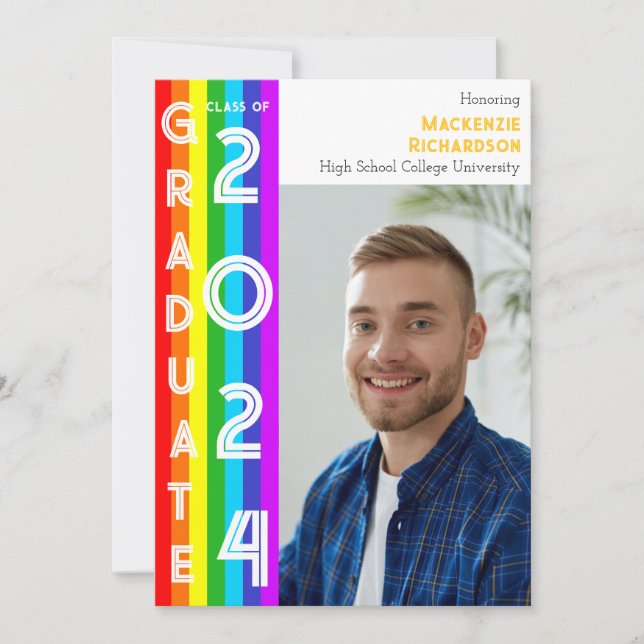 Invitación Rainbow LGBT Graduation Party Photo (Anverso)
