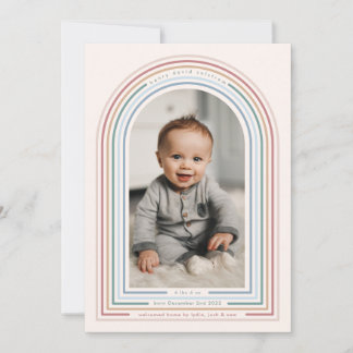 Invitación Rainbow Line Arch Birth Announcement