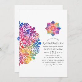 Invitación Rainbow Mandala Annaprashan Primera Ceremonia de A