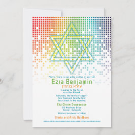 Invitación Rainbow Pixels Video Game Gamer Bar Mitzvah