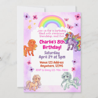 Invitación Rainbow Pony Birthday Party Invitation
