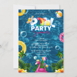 Invitación Rainbow Pool Party Birthday Invitation 
