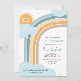 Invitación Rainbow, Sun and Clouds Baby shower invitation
