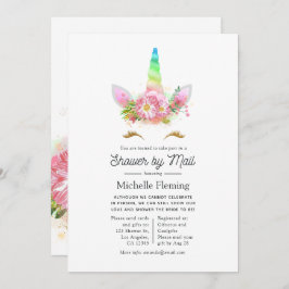 Invitación Rainbow Unicorn Baby Shower por correo