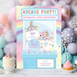 Invitación Rainbow Unicorn, Chica de la fiesta de cumpleaños 