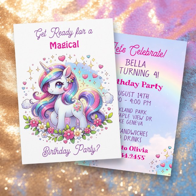 Invitación Rainbow Unicorn Girl's Birthday Party (Subido por el creador)