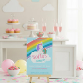 Invitación Rainbow Unicorn Kids Party Invitation