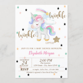 Invitación Rainbow Unicorn, Twinkle Little Star Baby Shower