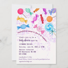 Invitación Rainfall Lollipop Sweets Candyland Baby Shower