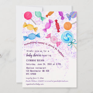 Invitación Rainfall Lollipop Sweets Candyland Baby Shower