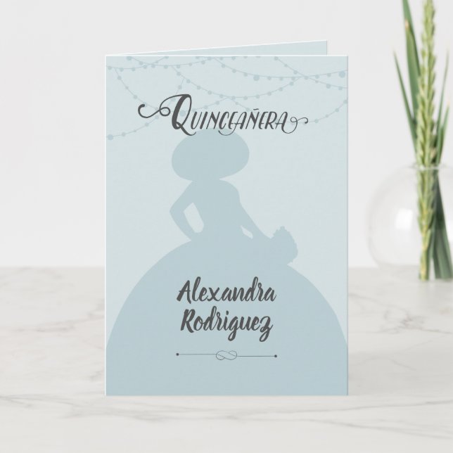 Invitación Rainy Day Blue Charro Silhouette Quinceanera (Anverso)