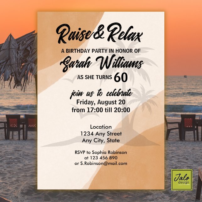 Invitación Raise tropical y reposo 60 cumpleaños (Subido por el creador)