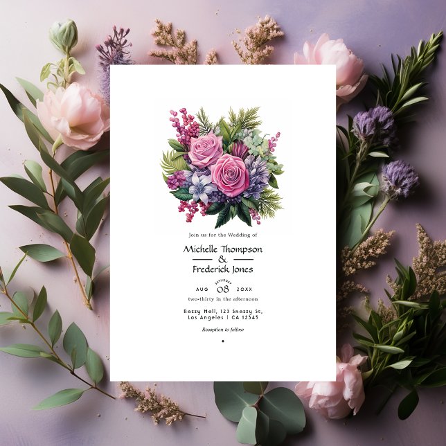 Invitación Raisin y Pine Floral Boda de Invierno (Subido por el creador)