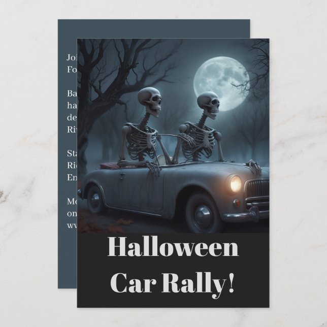 Invitación Rally Skeleton Driver & Navigator Halloween (Anverso / Reverso)