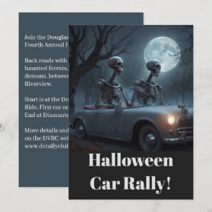 Invitación Rally Skeleton Driver & Navigator Halloween
