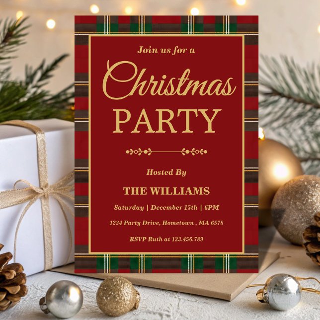 Invitación Ralph Lauren Tartan Plaid Christmas Party (Subido por el creador)