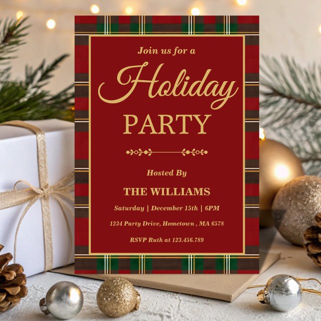 Invitación Ralph Lauren Tartan Plaid Holiday Party (Subido por el creador)