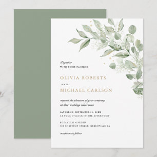 Invitación Rama de abandono de olivo verde Boda de aliento de