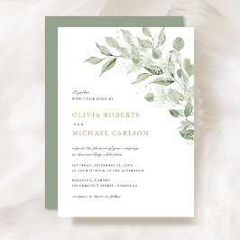 Invitación Rama de abandono de olivo verde Boda de aliento de