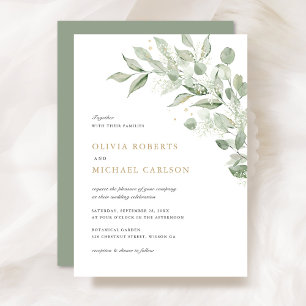 Invitación Rama de abandono de olivo verde Boda de aliento de