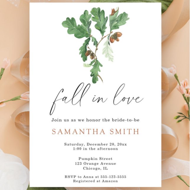 Invitación Rama de acuarela acorn otoño Bridal Shower (Subido por el creador)
