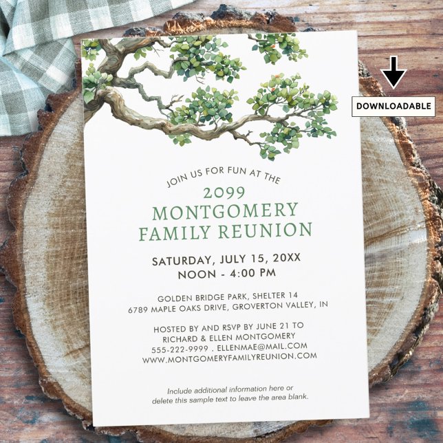 Invitación Rama de árbol familiar de reunión familiar moderna (Subido por el creador)