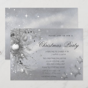 Invitación Rama de árbol gris bala a Navidades de copas de ni