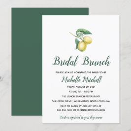 Invitación Rama de árbol limón de color agua | Brunch nupcial