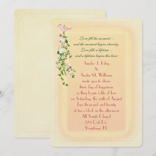 Invitación Rama de Boda floral (Anverso / Reverso)