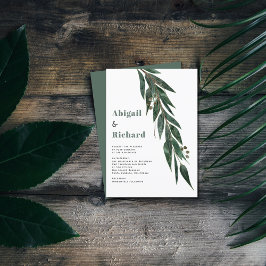 Invitación Rama de eucalipto con hojas de boda de invierno