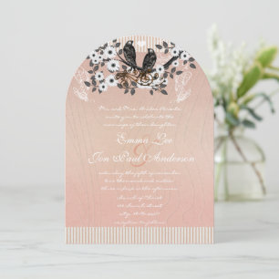 Invitación Rama de flor de cerezo rosa pájaros de amor boda v
