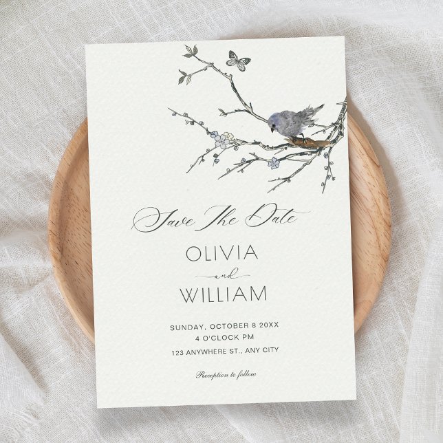 Invitación Rama de flores boda de pájaros (Subido por el creador)