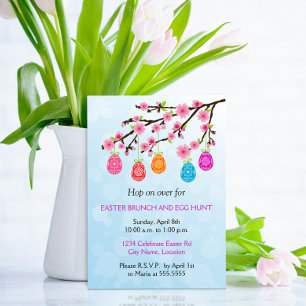 Invitación Rama de flores Fiesta de Huevos de Pascua
